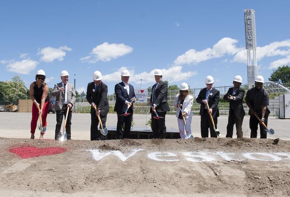 Rockport Group CEO Jack Winberg breaks ground with Mayor John Tory on the Weston redevelopment.