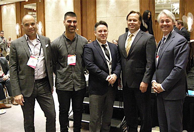The Fueling Station MD Rod Bell; Hullmark Developments VP CRE Aly Damji; Quadrangle Architects principal Richard Witt, moderator of the talk; The Commercial Group president Clayton Smith, and Adgar Investments and Developments CEO Chris Tambakis.