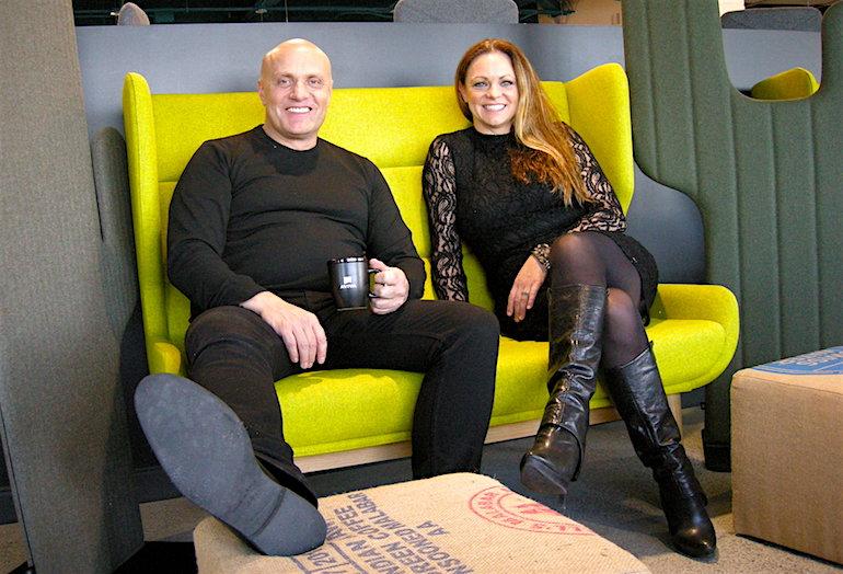 Aviva digital and software engineering VP Danny Galic with the digital garage designer Suzanne Bettencourt, of figure3.