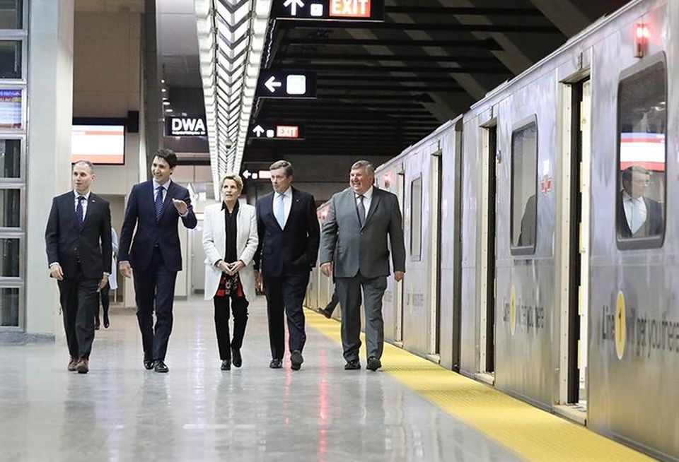 Prime Minister Justin Trudeau Premier Kathleen Wynne Mayor John Tory TTC Vaughan Line 1
