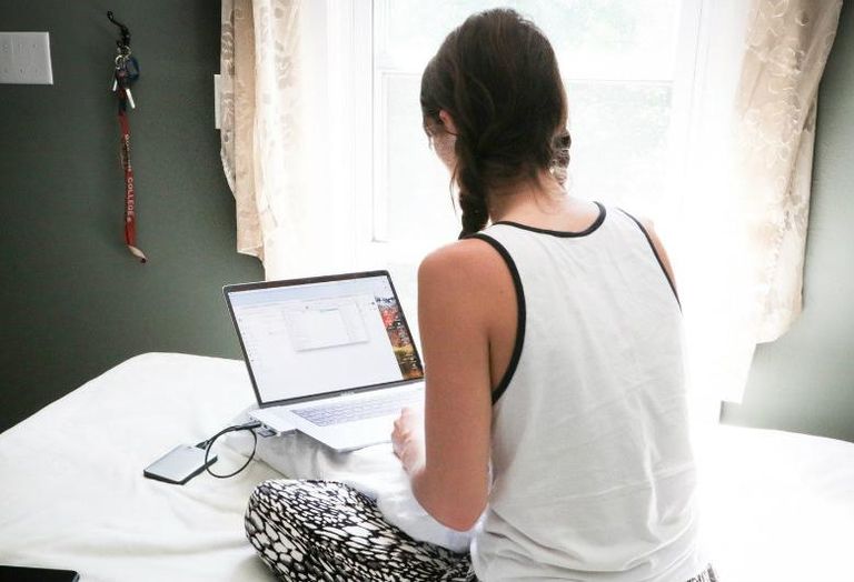working from home, computer, laptop, bed, comfy