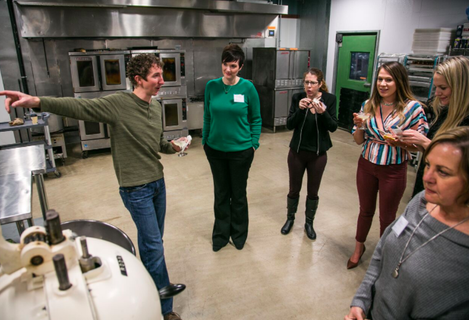 Kirk Francis, founder of Tastemakers and founder/co-owner of Captain Cookie and the Milk Man provides guests with a tour of the new Tastemakers facility.