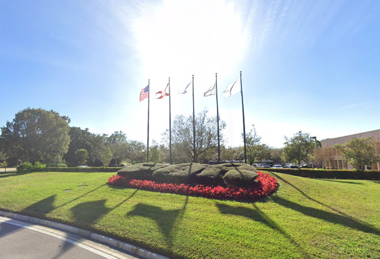 The former headquarters of the PGA of America features custom landscaping as a reminder of the golfing organization's long stay in Palm Gardens.