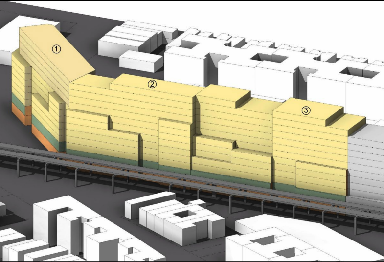 The proposed massing of one piece of Bawabeh Holdings' planned East Flatbush development.