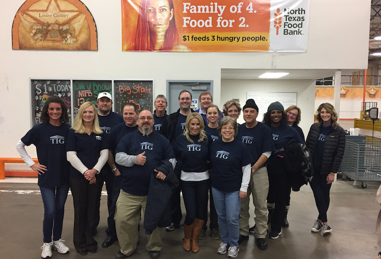 TIG volunteered at the North Texas Food Bank earlier this month and packaged more than 6,000 meals for the hungry.