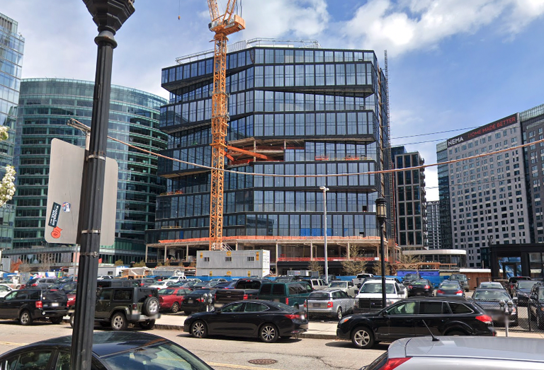 Late stages of development for Amazon's new office tower at 1 Boston Wharf Road. 