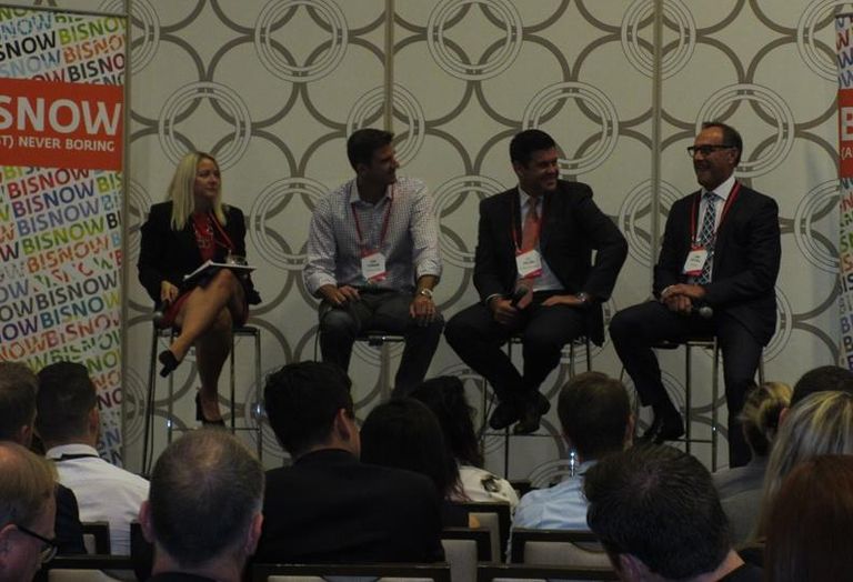 Allen Matkins partner Sandy Jacobson, Pacific Industrial partner Dan Floriani, Voit Real Estate Services Senior Associate C.J. Collins and Goodman Regional Director - Southwest Lang Cottrell