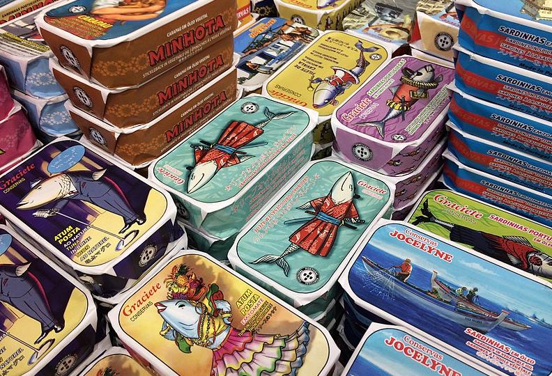 Stacks of sardine cans 