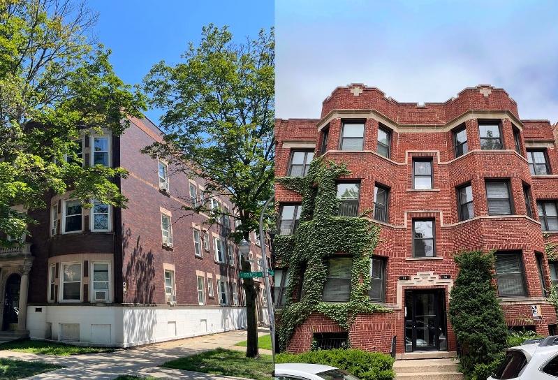 Chicago 12-unit apartment buildings at 922 West George Street and 855 West Grace