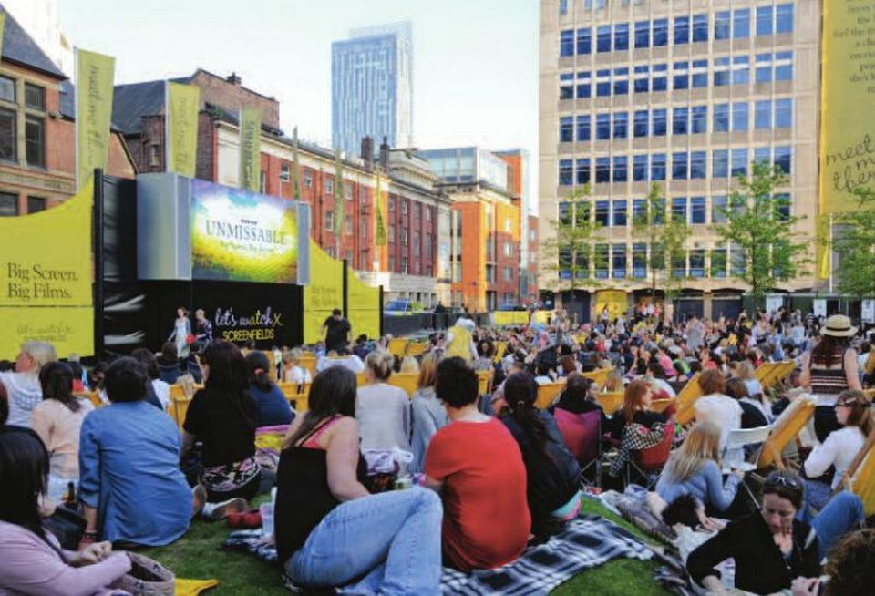 outdoor event at Allied London's Spinningfield office development Manchester