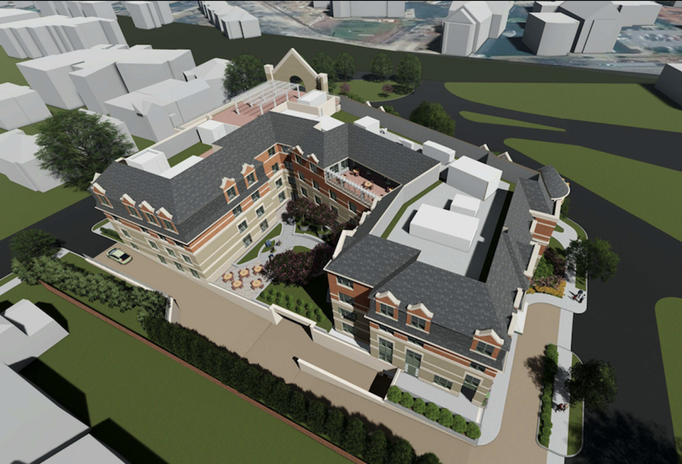 A rendering of the retirement community Wisconsin Avenue Baptist Church aims to build on its Tenleytown property