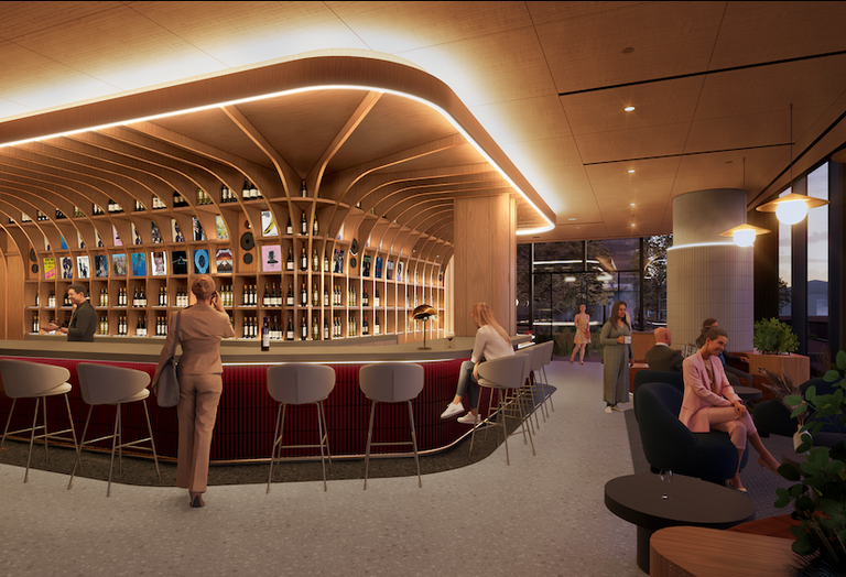A rendering of the new cocktail bar in the 2011 Crystal Drive office building. 