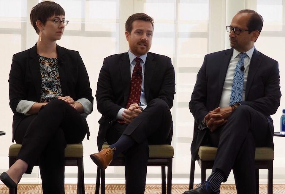 Coalition for Smarter Growth's Aimee Custis, Greater Washington Partnership's Joe McAndrew and Greater Washington Board of Trade's Daniel Flores