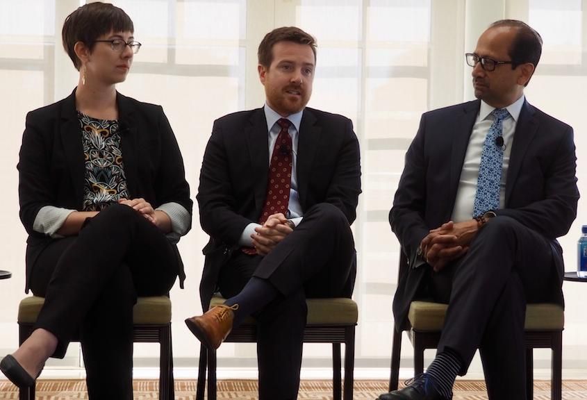 Coalition for Smarter Growth's Aimee Custis, Greater Washington Partnership's Joe McAndrew and Greater Washington Board of Trade's Daniel Flores