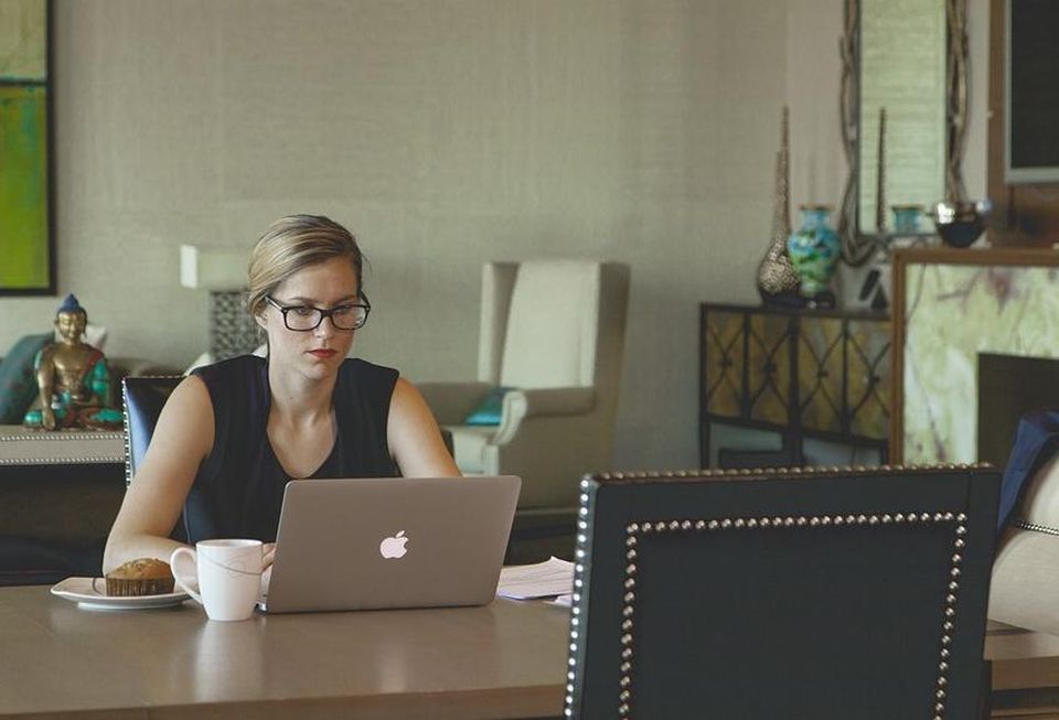 Woman working at home