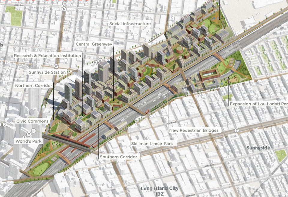 The March 2020 Sunnyside Master Plan calls for 12,000 affordable housing units, a new transit center and 60 acres of open space over a 180-acre Queens railyard.