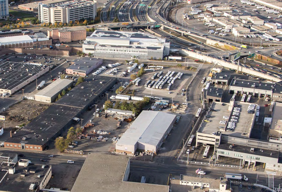 An aerial view of industrial properties in the Newmarket area.