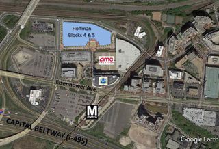 An aerial view of StonebridgCarras' site at Hoffman Town Center in Alexandria