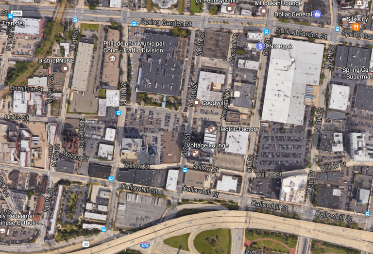 The end of Noble St. and the large gap it leaves between Willow and Spring Garden Streets