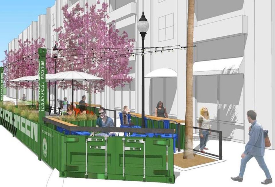 Rendering of Pine Avenue Parklet, Long Beach