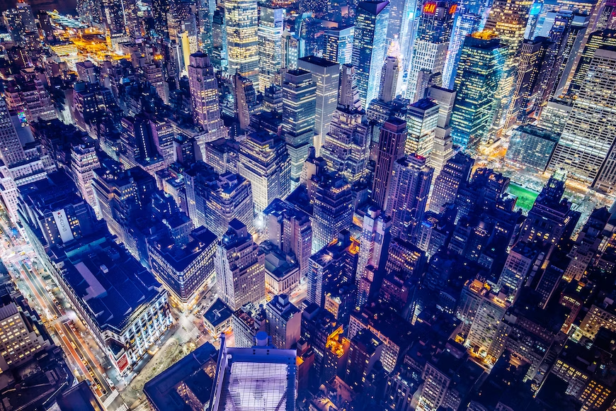 NYC buildings at night 