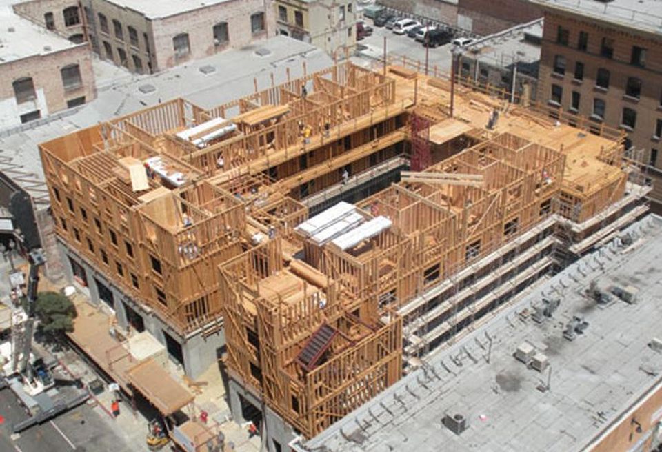 wood frame construction site