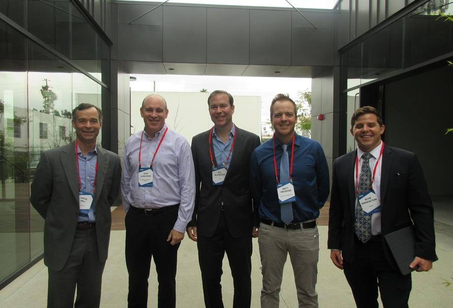 Steelwave managing director Gregg Hall, Lincoln Property Company senior vice president Kent Handleman, CBRE senior vice president Bill Bloodgood and Propeller Properties Designer/Developer – The Idea Factory 
Brett Drogmund with Bisnow's Kevin Morgenstern. 
