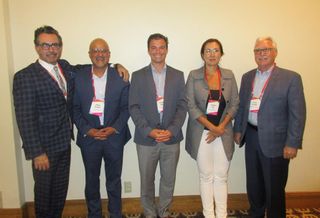Architectural Resources Group's Christopher Smith, Clark Pacific's Geene Alhady, DPR Construction's Stephen Terni, NBC Universal's Sonnet Hui and Rising Realty Partners' Steve Achorn