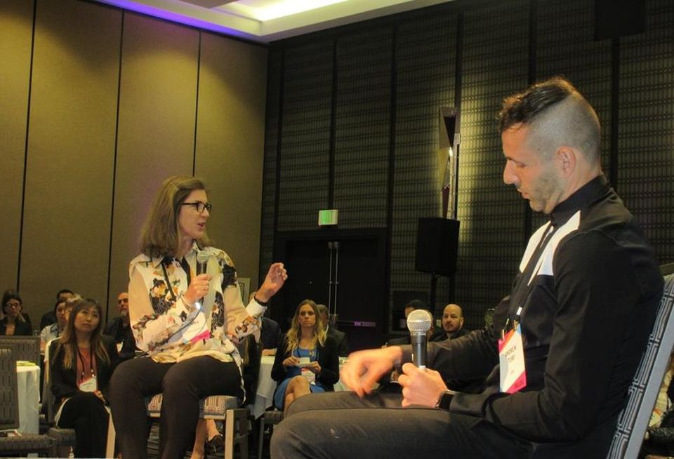 Bisnow National Retail West, LA24 Hour Fitness head of real estate Jane Borden (above with CBRE senior vice president Andrew Turf