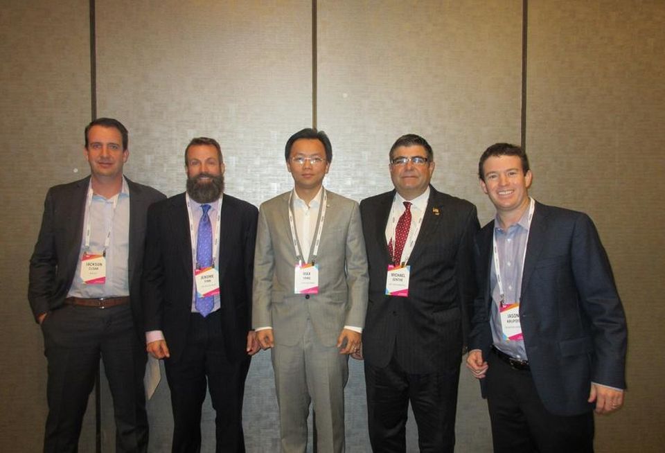 OC State of the Market Event, CABerkadia managing director Jackson Cloak, The Bascom Group managing partner Jerome Fink, LT Global Investment CEO Max Yang, Mill Creek Residential managing director Michael Genthe and Bellwether Enterprise SVP Jason Krupoff.