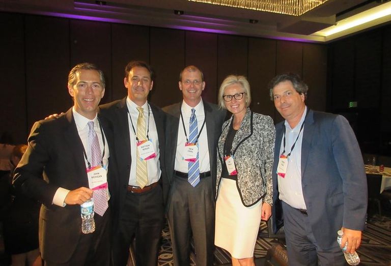 National Retail West Event, LARegency Centers senior market office John Mehigan, Brixmor Property Group president Matthew Berger, Allen Matkins partner Drew Emmel, The Irvine Co. vice president Lori Pawley and Newmark Merrill CEO Sandy Sigal
