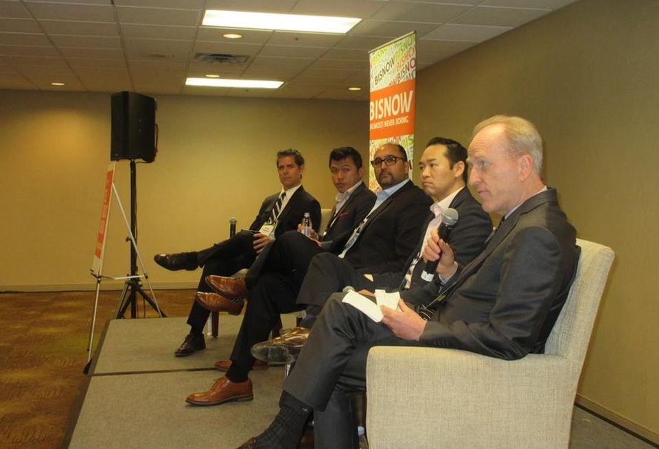 Bisnow Capital Markets LANixon Peabody's Justin Thompson, World Trade Center - Los Angeles' Stephen Cheung, Ackman Ziff managing director's Sandeep Pathak, Gaw Capital Partners' Mike Hu and Gemdale USA's Michael Krupa