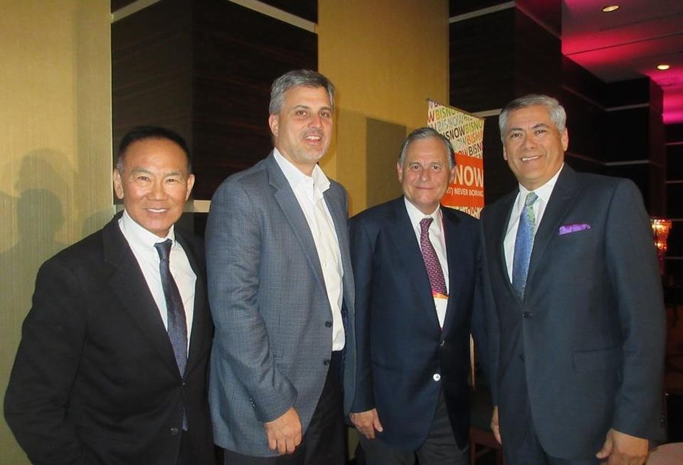 Gensler principal Tom Ito, Oasis West Realty president Ted Kahan, Bentley Management CEO Ali Kasikci and Ritz Carlton vice president Javier Cano at BLIS.