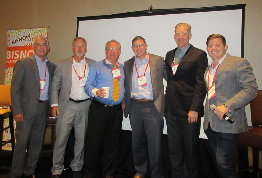 DPR Construction's Paul Panelli, LBA Realty's Jett McCormick, Sonnenblick's Bob Sonnenblick, Real Estate Development Associates' Jason Krotts, Swinerton Builders' Dave Callis and Bisnow's Kevin Morgenstern

