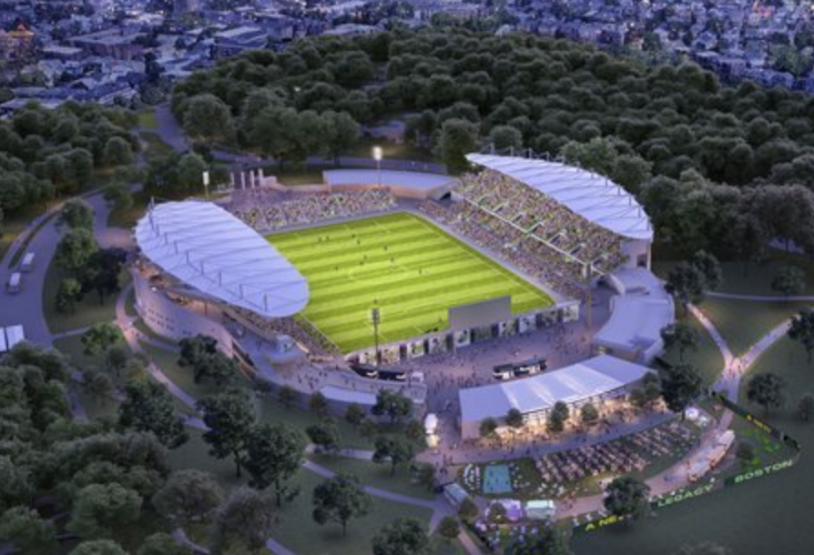 A rendering of the new White Stadium in Franklin Park.