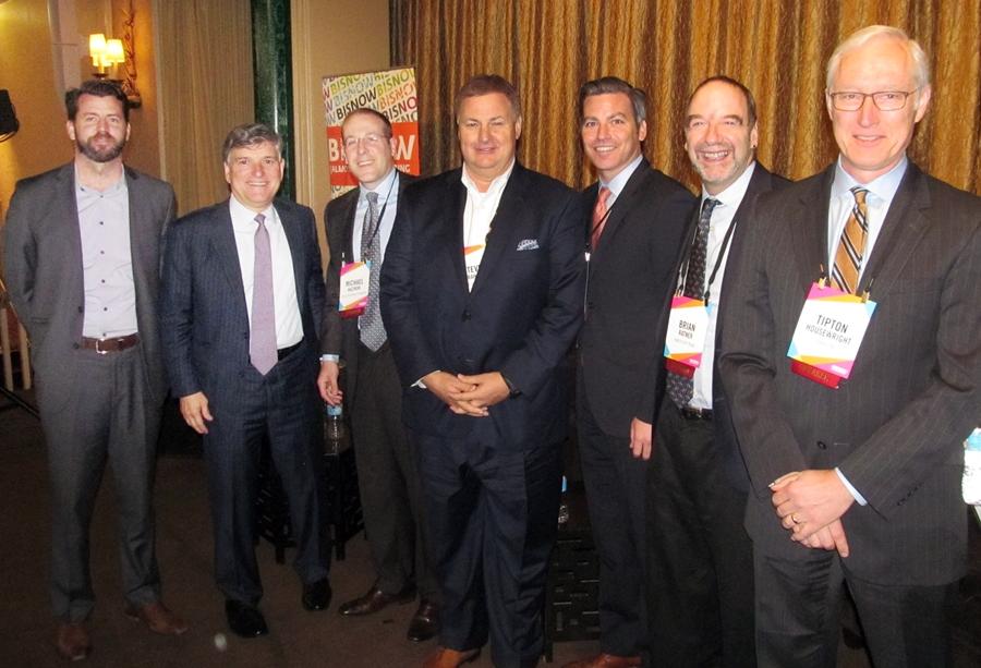 Speakers at Bisnow's DFW mixed-use event May '16: : Space Between Design Studio partner Patrick Kennedy, Corinth Properties founder Frank Mihalopoulos, Retail Properties of America VP of investments Mike Hazinski, Stellar Development principal Steve Graham, RED Development VP Jeff Moloznik, Forest City Texas president Brian Ratner and our moderator OmniPlan principal Tip Housewright