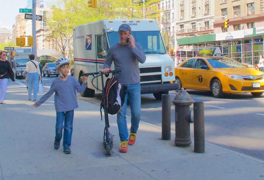 Father and son in New York City