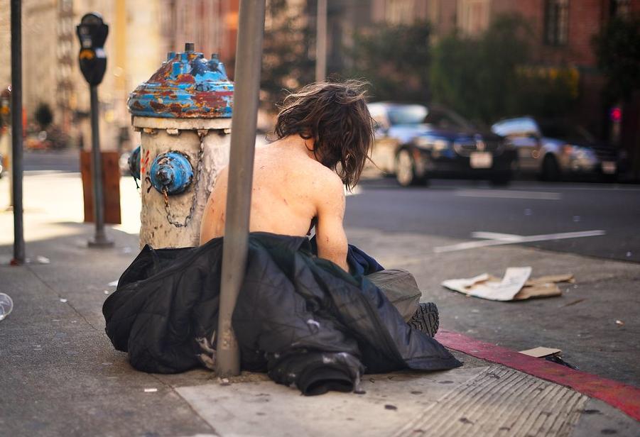 A homeless man in San Francisco's Tenderloin.