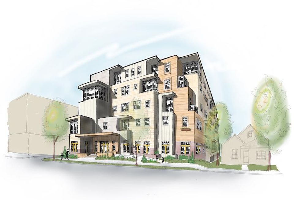 A rendering of the 70-unit affordable housing project planned at 715-719 Sligo Ave. in Silver Spring