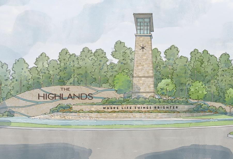 A rendering of the entrance to Caldwell Cos' The Highlands master-planned community in Montgomery County.