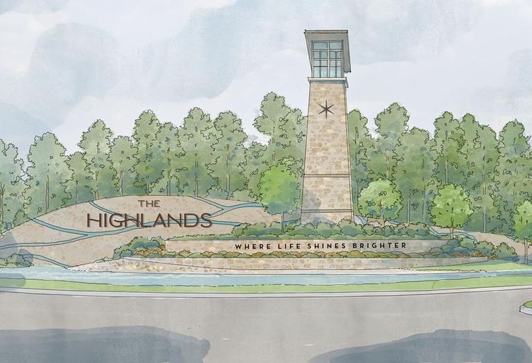 A rendering of the entrance to Caldwell Cos' The Highlands master-planned community in Montgomery County.