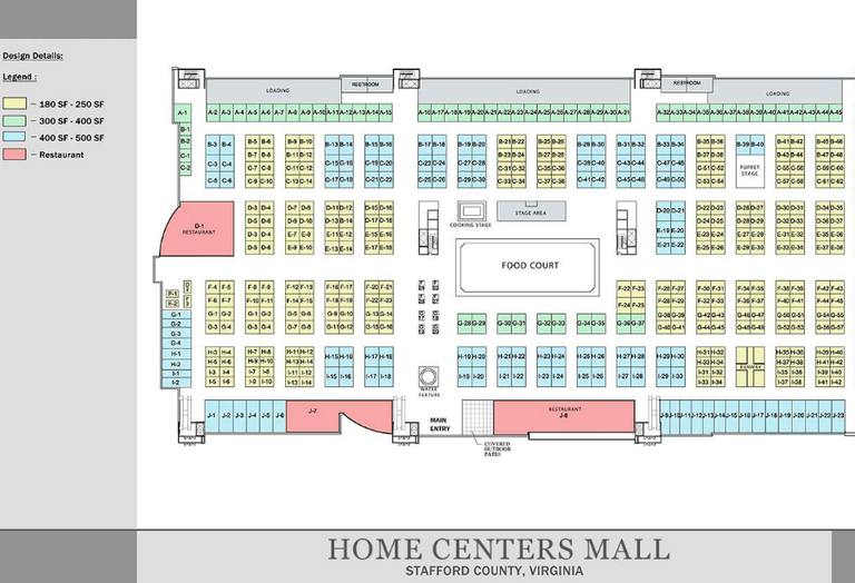 The floor plan of the forthcoming Home Centers USA mall in Stafford County, VA.