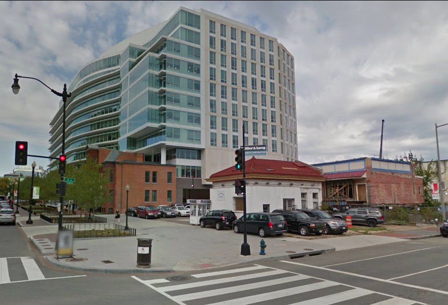 The site on the corner of 6th and K Streets NW where Douglas Development is pitching a hotel