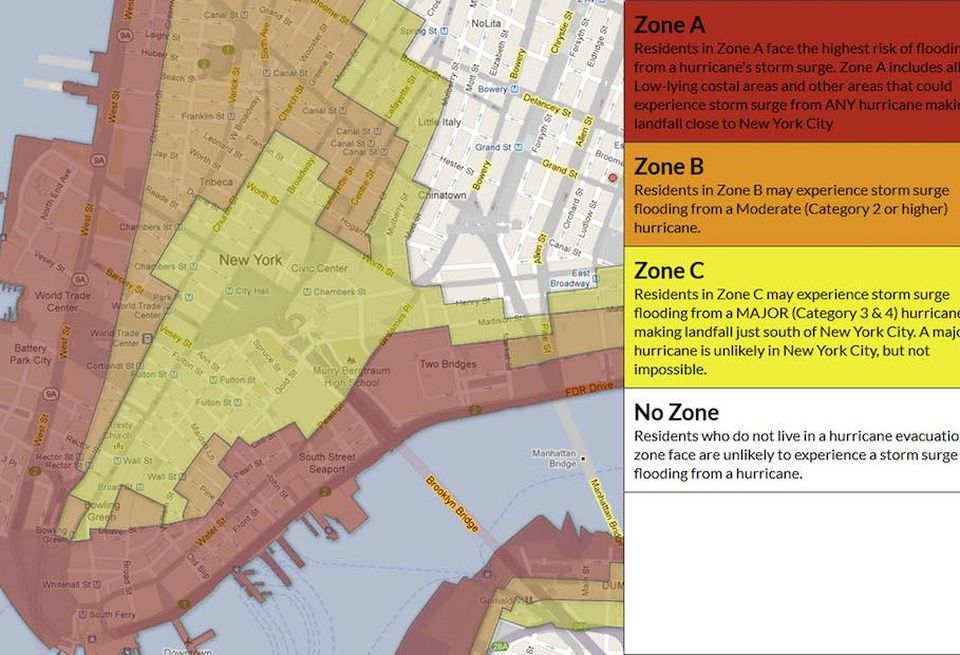 A flood map of Lower Manhattan