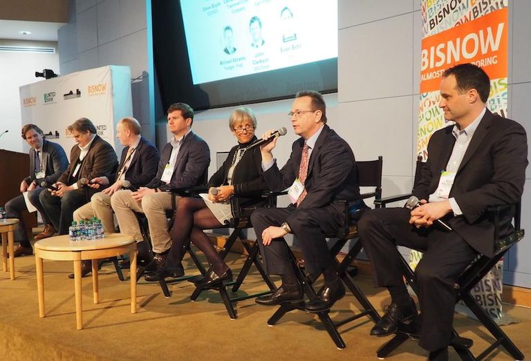 JLL's Evan Behr, Edens' Steve Boyle, Trammell Crow's Campbell Smith, JBG Smith's John Clarkson, NoMa BID's Robin-Eve Jasper, Foulger-Pratt's Michael Abrams and Carr Properties' Austen Holderness