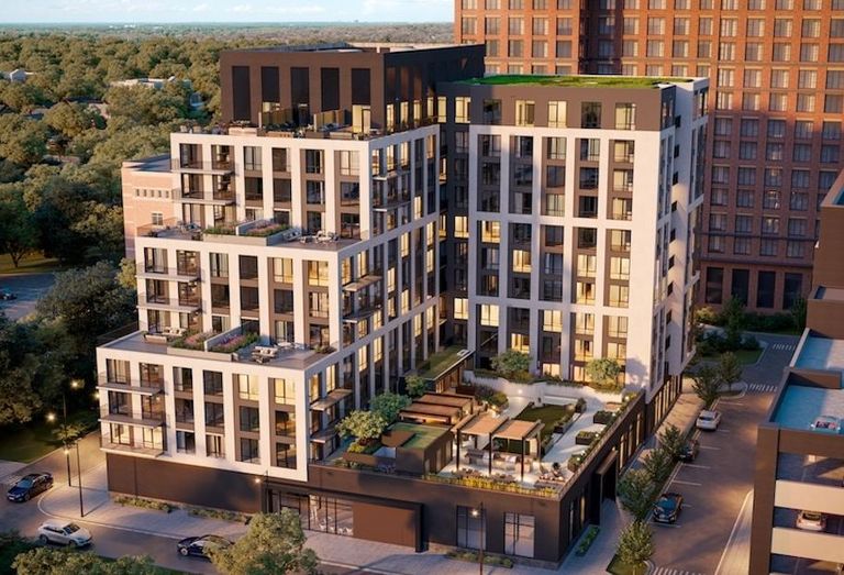 A rendering of The Oak at West Falls, the 126-unit condo building Hoffman & Associates is developing.