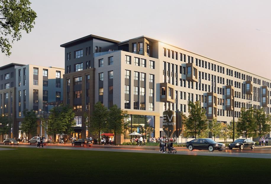 A rendering of Greystar's new Juniper project at 201 Mills Road in Everett. 