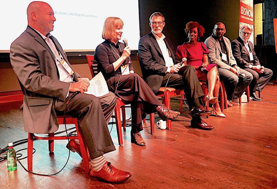 Chesapeake Contracting Group's Ronnie Brouillard, Hickok Cole's Yolanda Cole, Fox Architects' Bob Fox, Determined By Design's Kia Witherspoon, Baskervill's Burt Pinnock and BKV Group's Jack Boarman