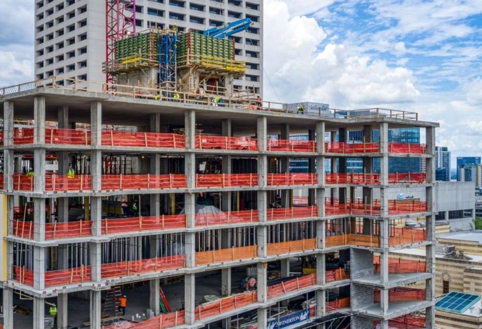 Ongoing construction at the Marriott Courtyard-Element hotel, 640 Peachtree, Atlanta