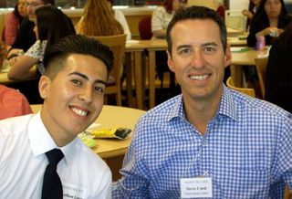 Project Youth OCBF teen Jonathan Lopez and Savill Studley's Steven Card. 